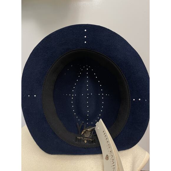 Helen Kaminski Australia Unisex Navy Blue Rabbit Fur Fedora Felt Shaped M - Picture 6 of 7